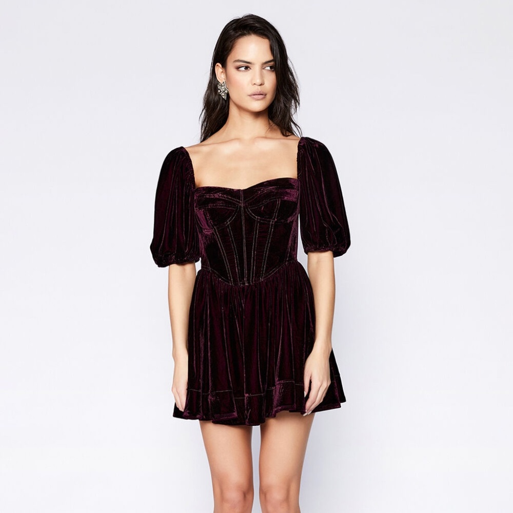 NWT Bardot Velour Corset Mini Dress